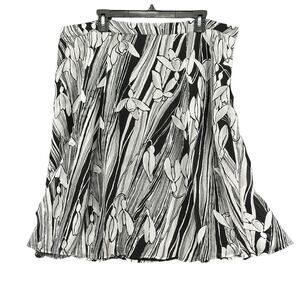 Covington Skirt Womens 16 18 Black Gray A-Line Floral Sheer Modest Office Church